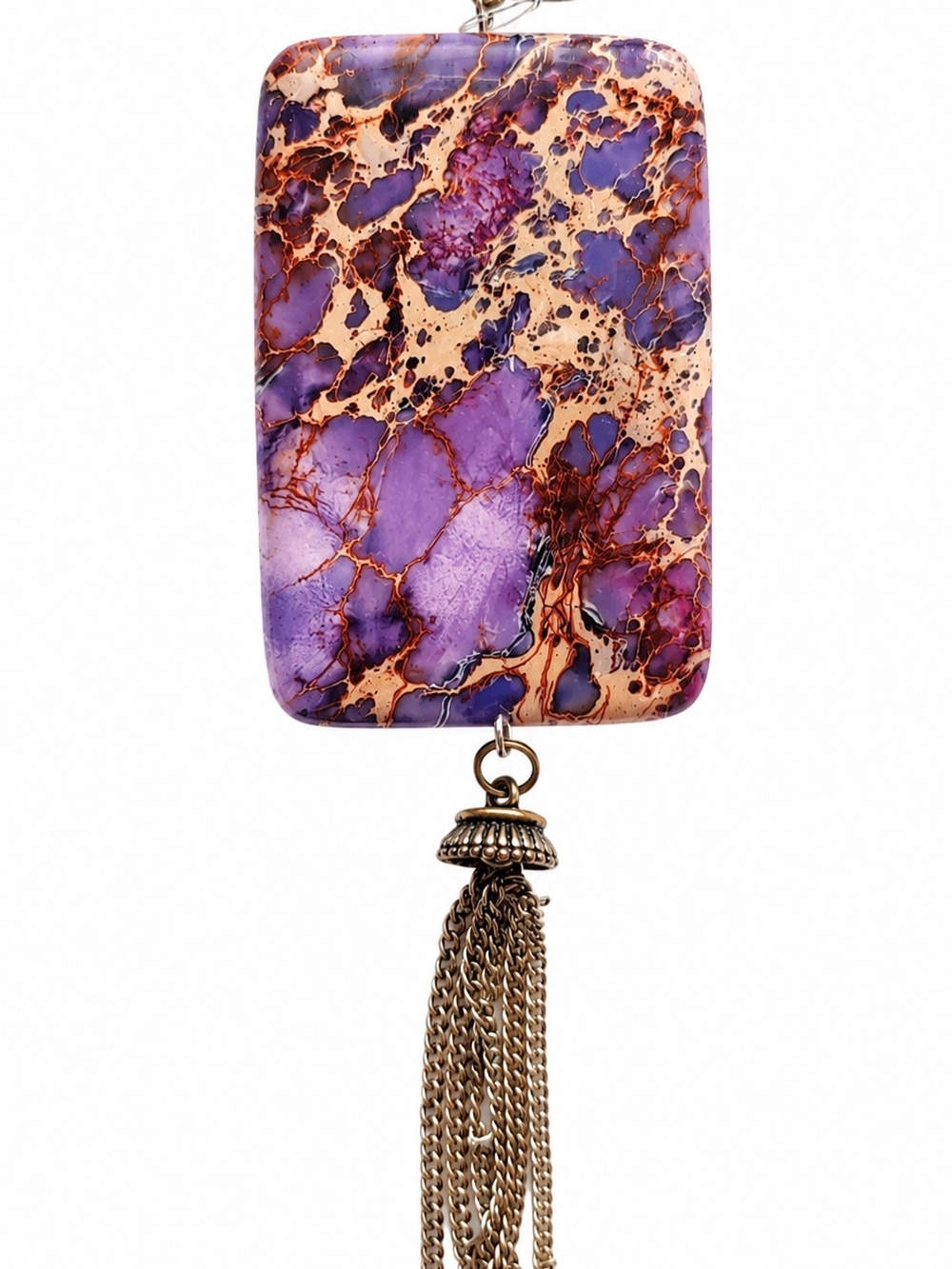 Purple and Gold Statement Tassel Pendant Pendant